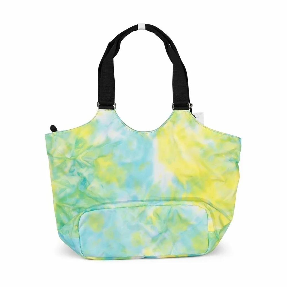 Kipling Cicely Tote Bag Tie Dye Nylon Lightweight Zip Shoulder Monkey Keychain